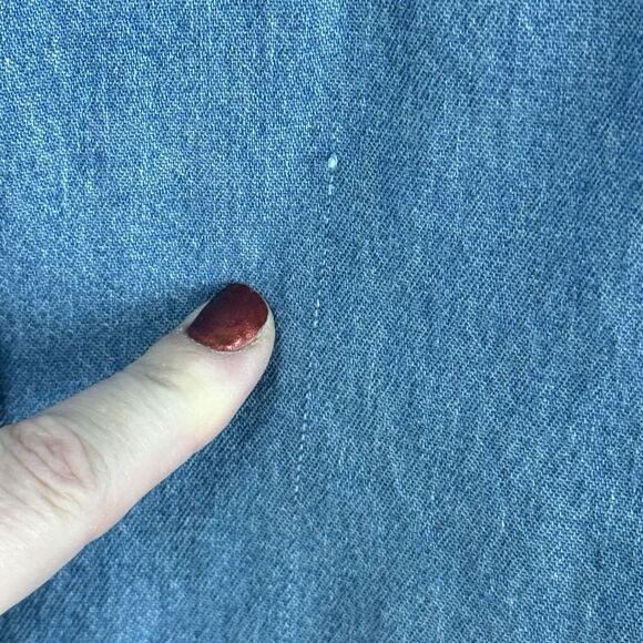 Karen Scott Shirt Womens Denim Christmas Embroidered Santa Button Up Plus Sz 1X - Picture 8 of 16